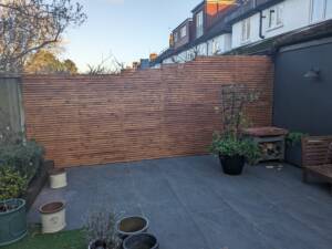 British red cedar shadow-gap fence